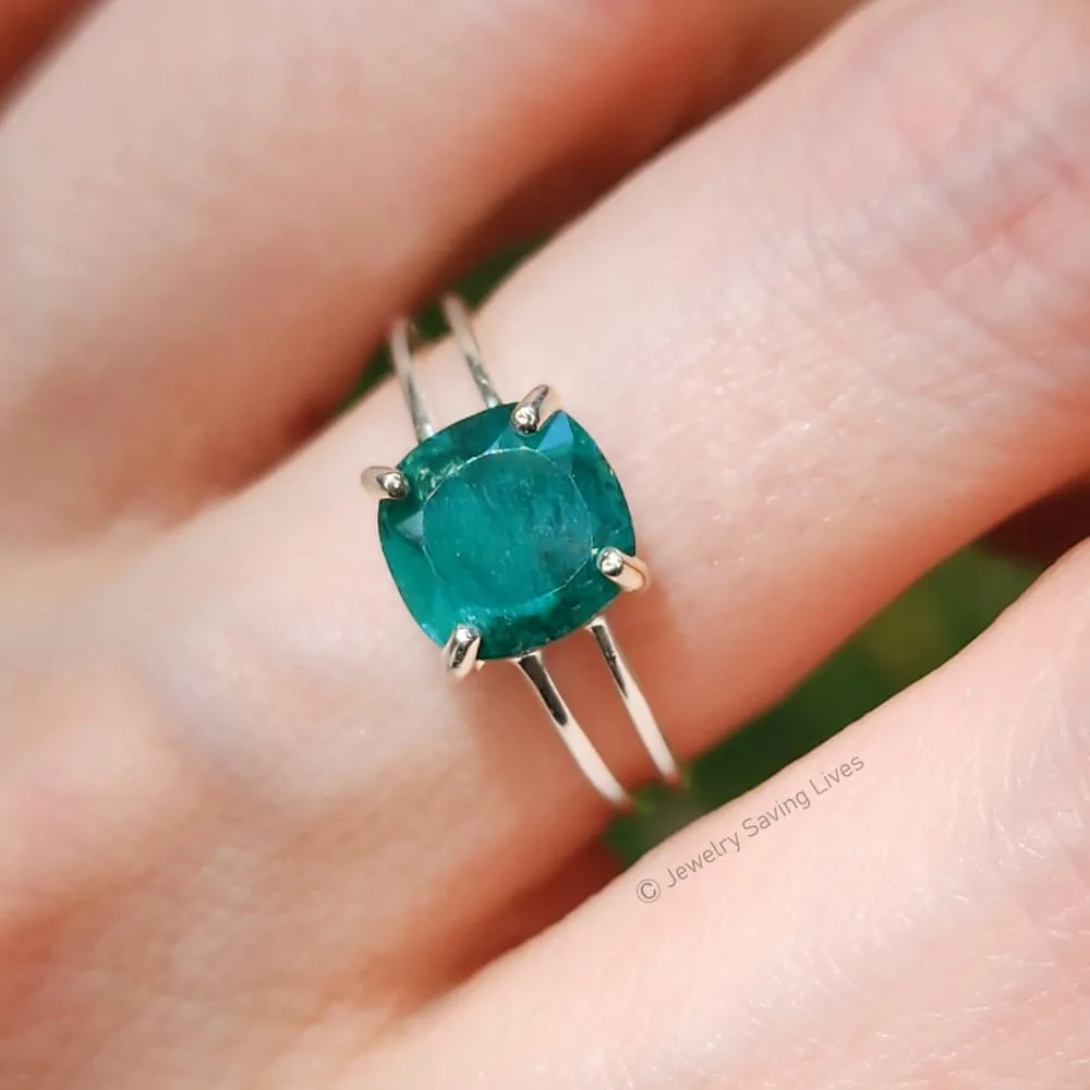 The Asher (double band) - Natural Emerald