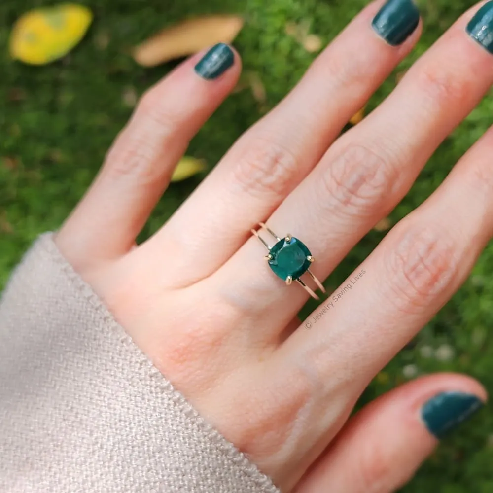 The Asher (double band) - Natural Emerald