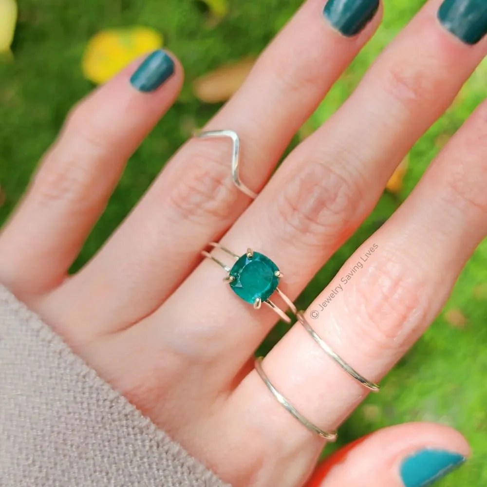 The Asher (double band) - Natural Emerald