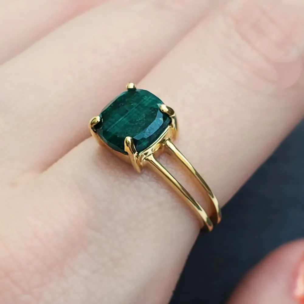 The Asher (double band) - Natural Emerald