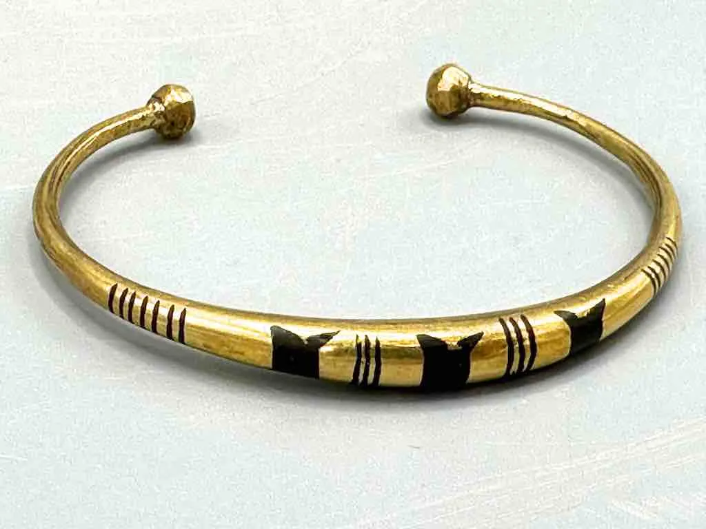 Tuareg Triple Star Inlay Brass Bracelet