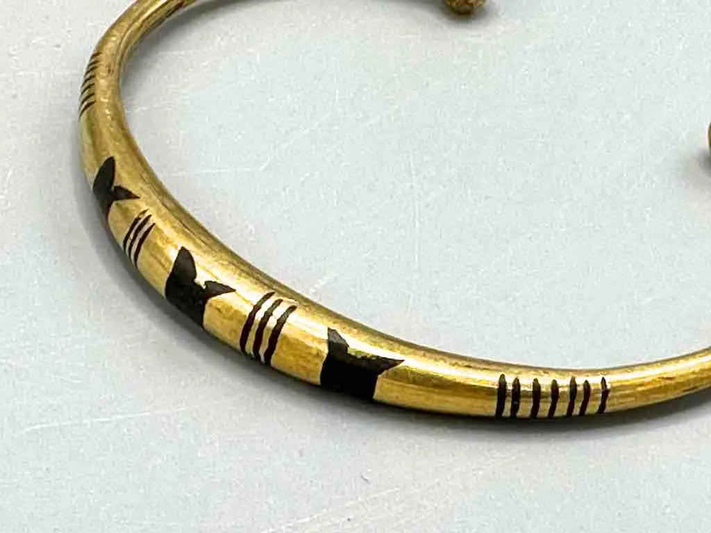 Tuareg Triple Star Inlay Brass Bracelet