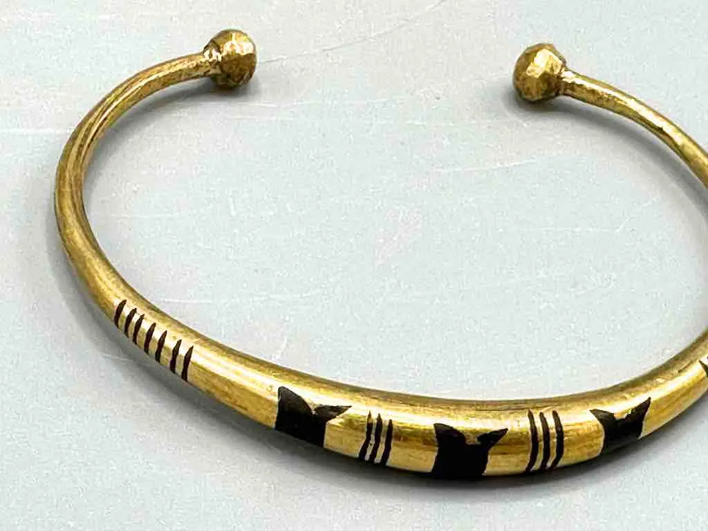 Tuareg Triple Star Inlay Brass Bracelet