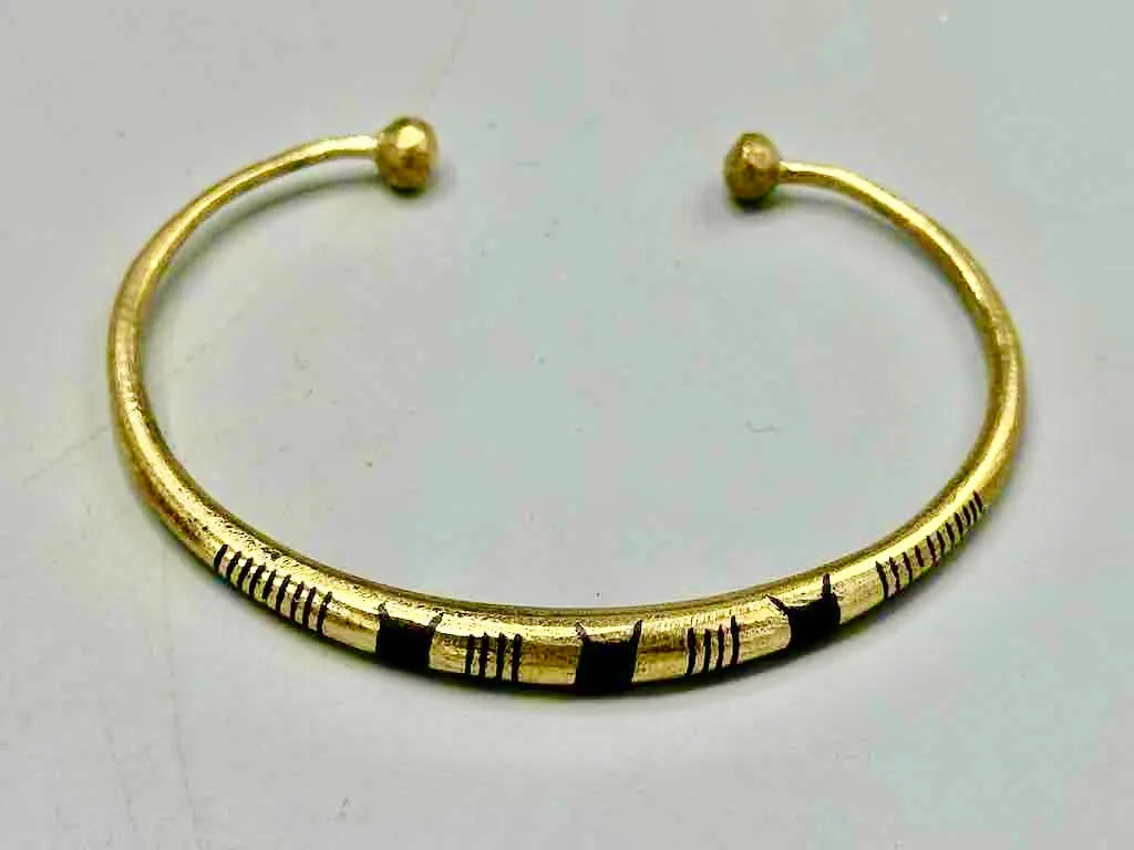 Tuareg Triple Star Multiple Stripe Inlay Brass Bracelet