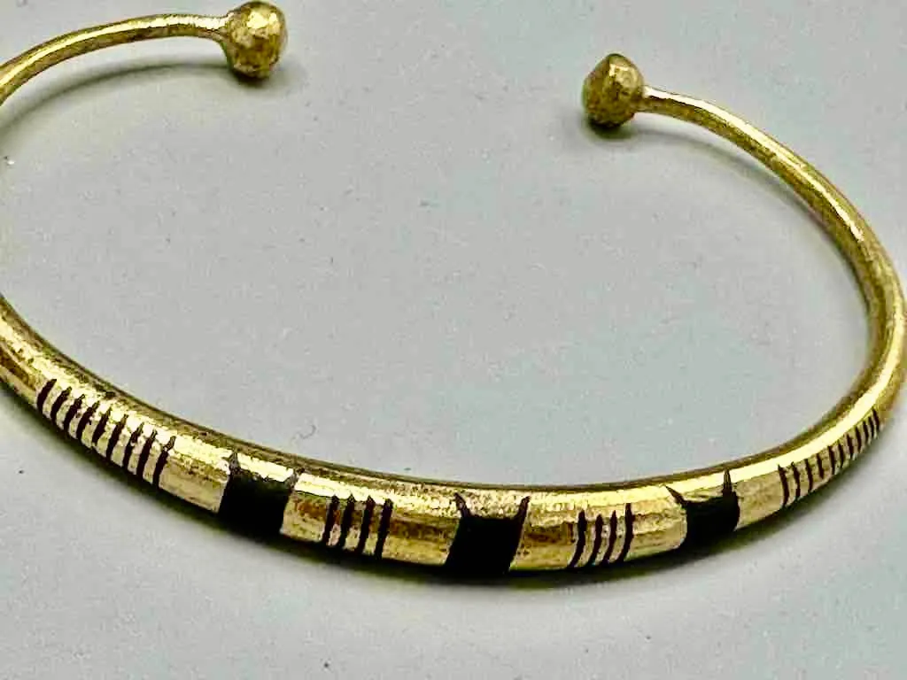 Tuareg Triple Star Multiple Stripe Inlay Brass Bracelet