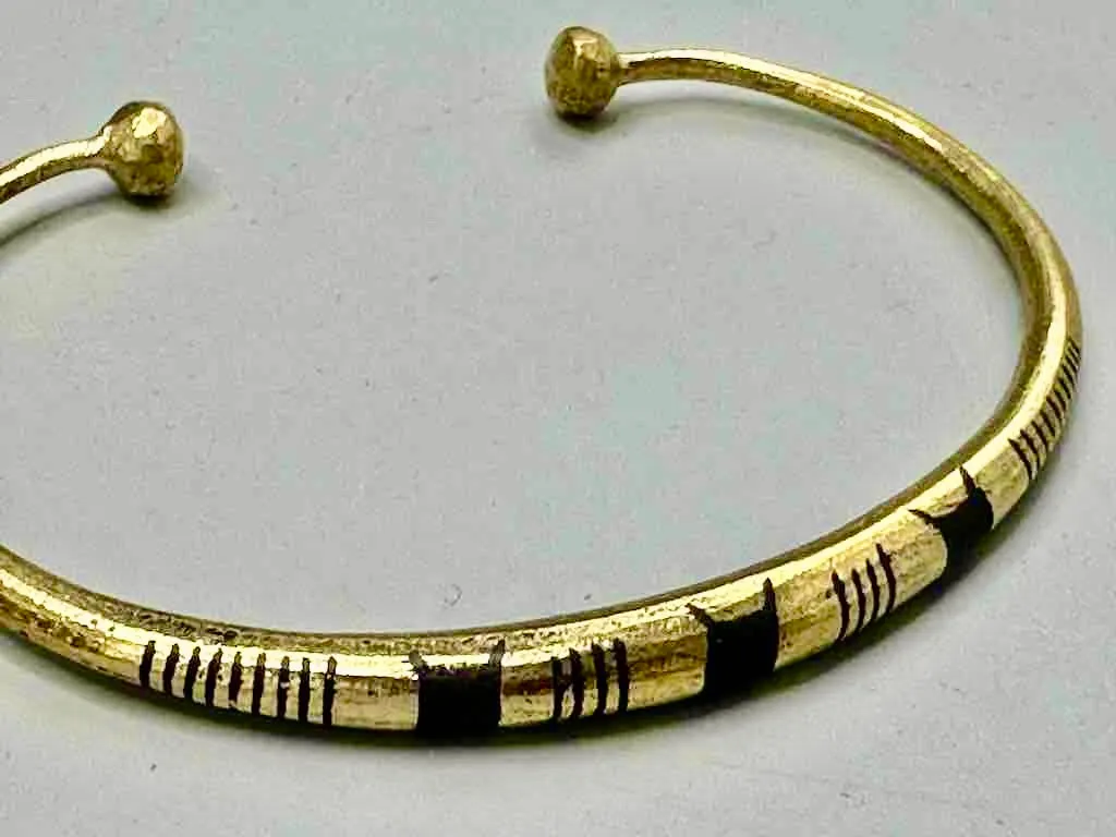 Tuareg Triple Star Multiple Stripe Inlay Brass Bracelet