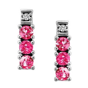 White Gold Diamond & Pink Topaz Earrings